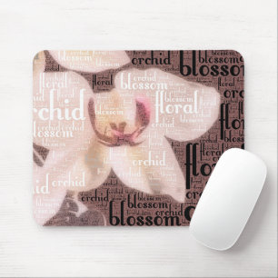 Orchid Floral Blossom Word Cloud Mouse Pad