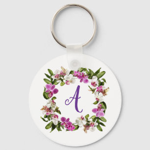 ORCHID FLORAL FRAME KEY RING
