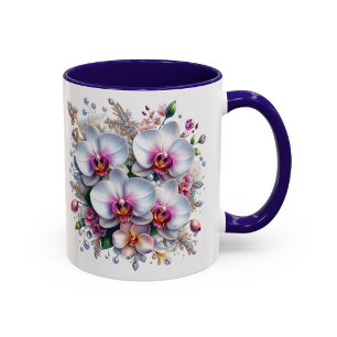 Orchid Floral Mug Elegant Flower Gift Cup