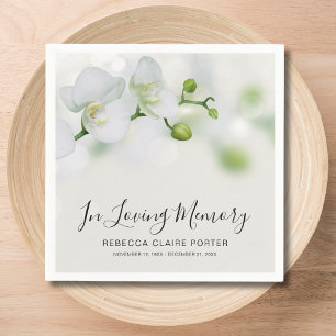 Orchid Floral Photo Memorial Funeral  Napkin