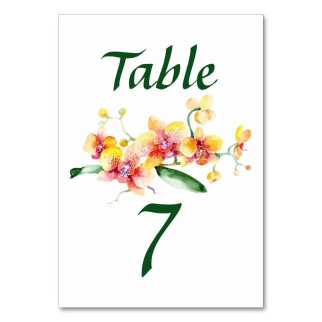 Orchid Floral Table Number (Front)