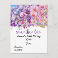 Orchid flower Birthday Save the Date Postcard