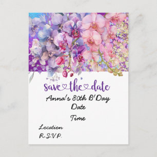 Orchid flower Birthday Save the Date Postcard