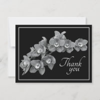 Orchid Flower Black/White Black Backdrop Thank You