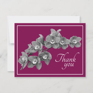 Orchid Flower Black/White Pink Backdrop Thank You Postcard