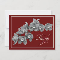 Orchid Flower Black & White Red Backdrop Thank You