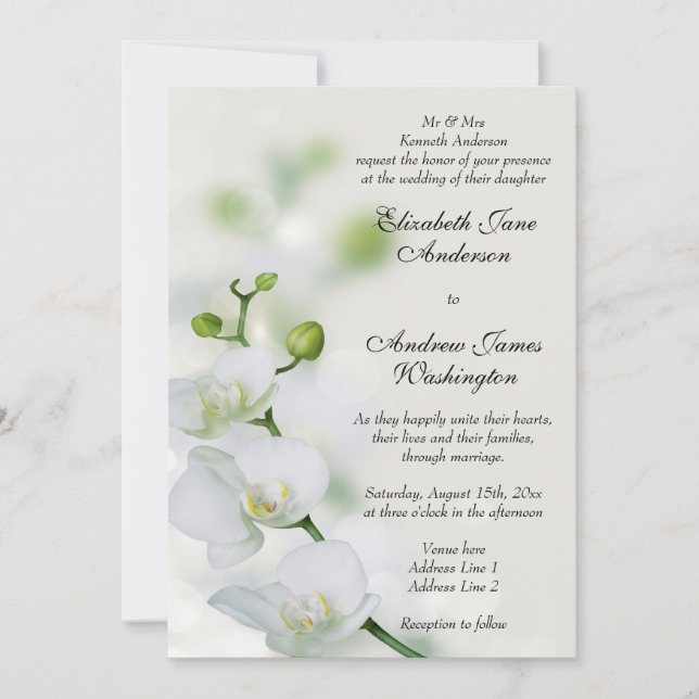 Orchid Flower Blossoms Wedding Invitation (Front)