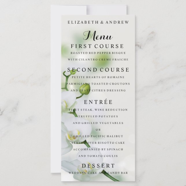 Orchid Flower Blossoms Wedding Menu (Front)