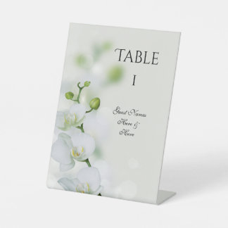 Orchid Flower Blossoms Wedding Table Number Pedestal Sign