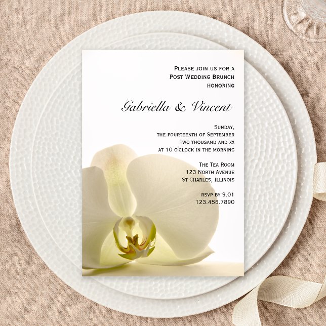 Orchid Flower on White Post Wedding Brunch Invitation (Creator Uploaded)