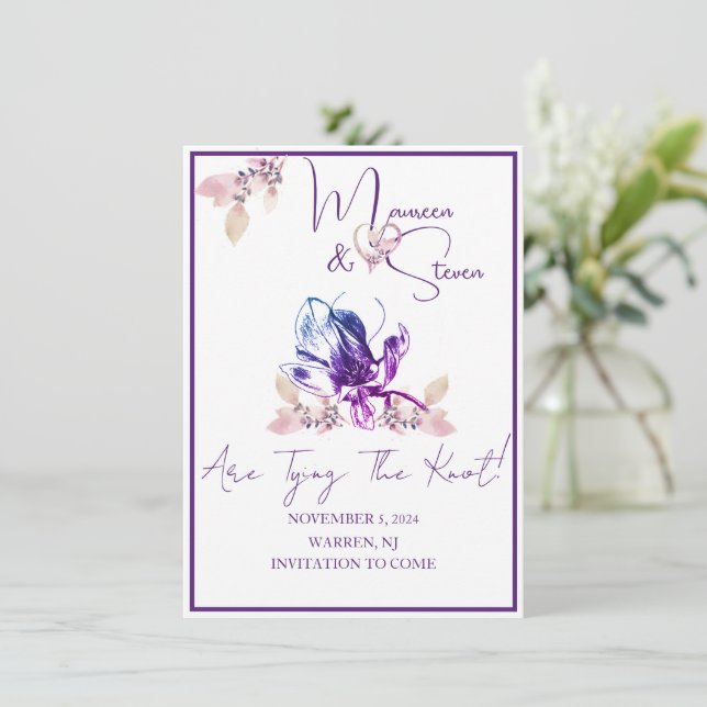 Orchid Flower Save The Date Wedding Card (Standing Front)