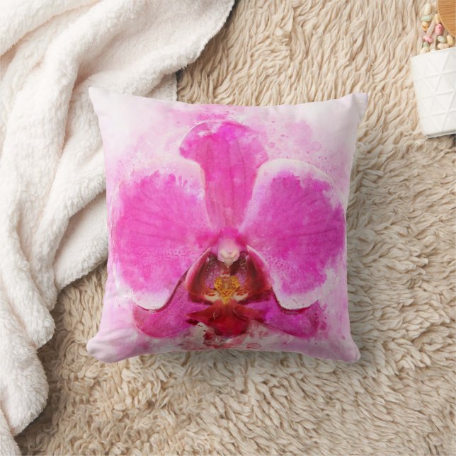 Orchid flower watercolor - pink wb 02 cushion (Blanket)