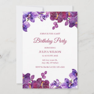 Orchid flowers Birthday Party  Invitation