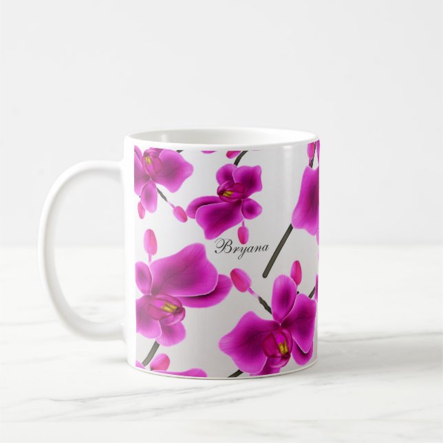 Orchid Flowers Elegant Floral Coffee Mug (Left)