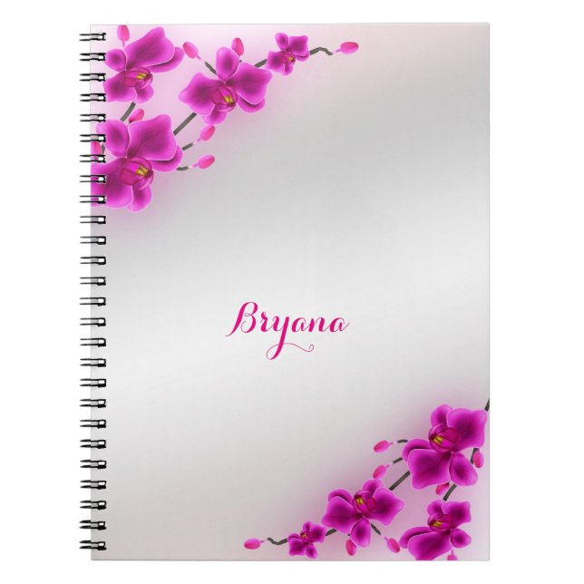 Orchid Flowers Elegant Floral Spiral Notebook (Front)