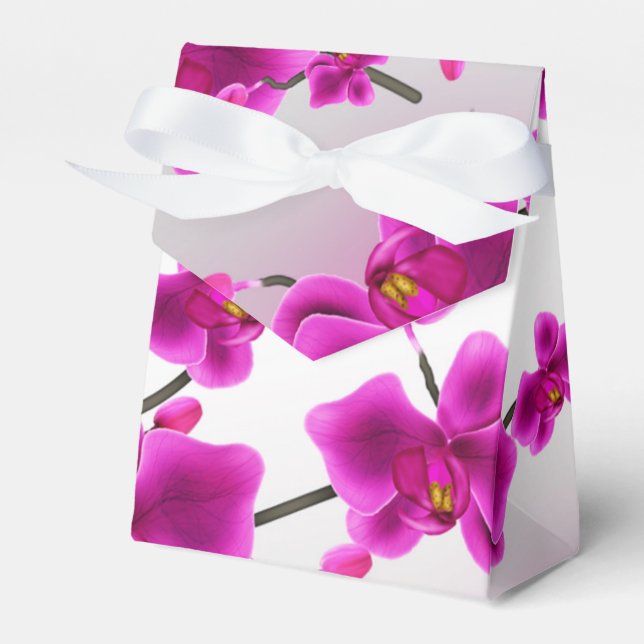 Orchid Flowers Elegant Floral Wedding Favour Box (Front Side)