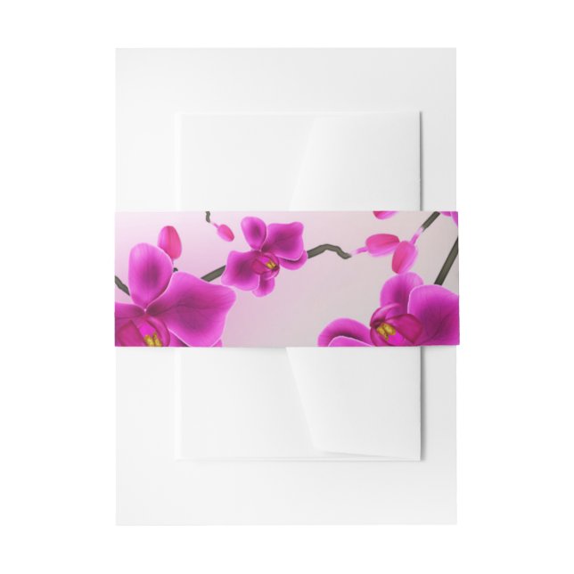 Orchid Flowers Elegant Floral Wedding Invitation Belly Band (Front Example)