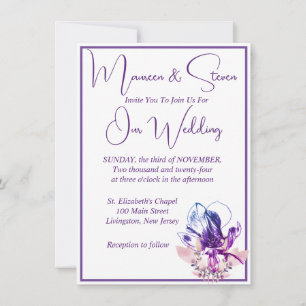 Orchid Flowers Elegant White Wedding Invitation
