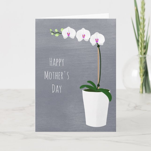 Orchid Flowers Mother's Day Floral Illustration Card (Front)
