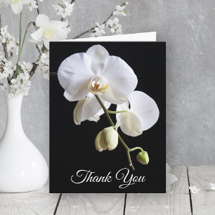 Orchid Flowers on Black Sympathy Thank You Card