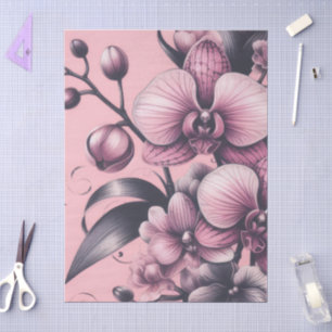 Orchid Flowers Pink Purple Whimsical Decoupage Tissue Paper