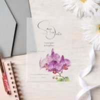 Orchid flowers purple petals save the date