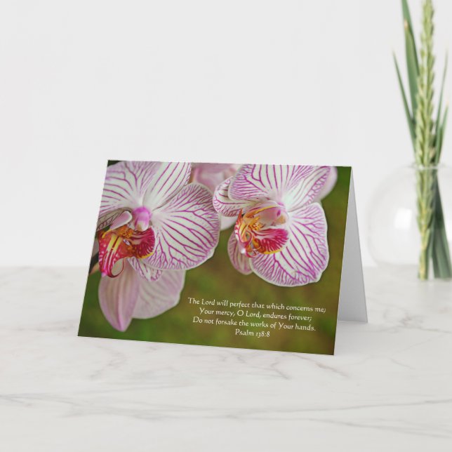 Orchid Flowers Scripture Card Psalm 138:8 (Front)