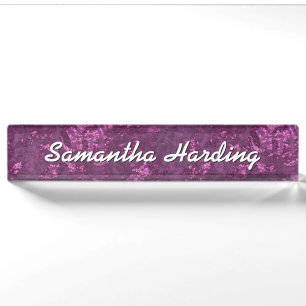 Orchid Foil Look Custom Desk Nameplate