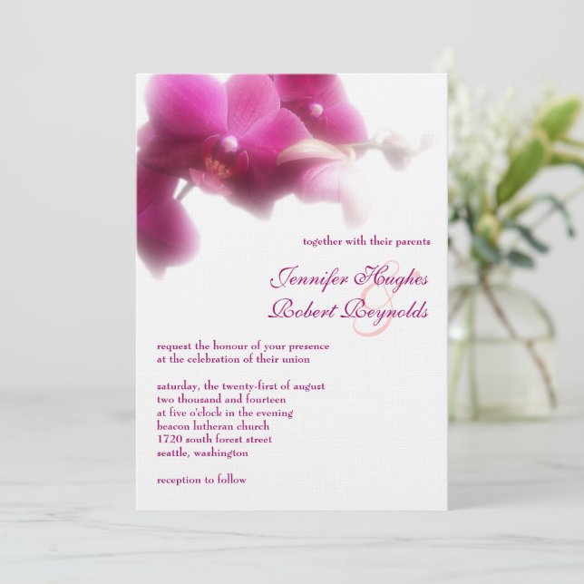 Orchid Formal Wedding Invitation (Standing Front)