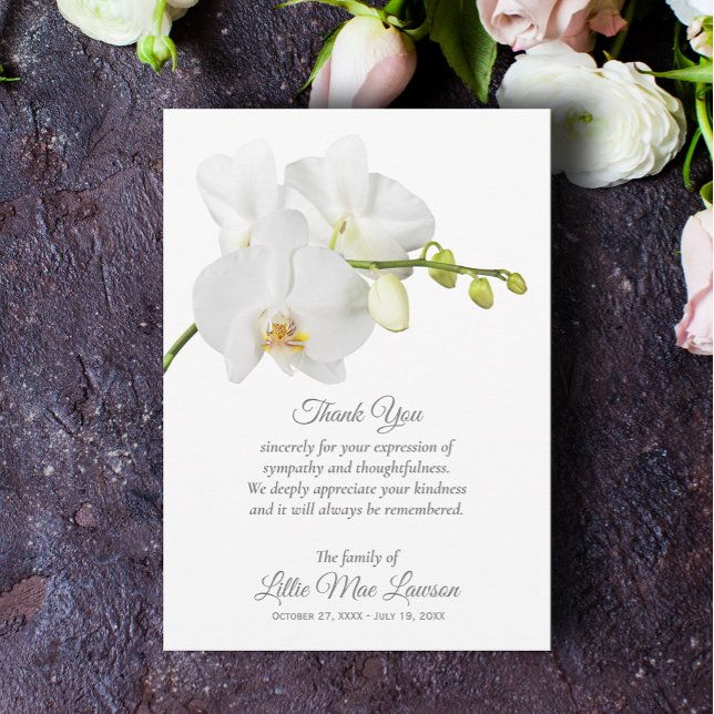 Orchid Funeral Celebration of Life Thank You Card (Creator Uploaded)