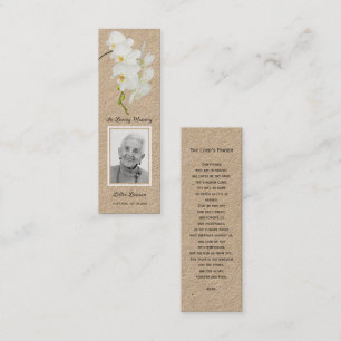 Orchid Funeral Memorial Prayer Photo Bookmark Card