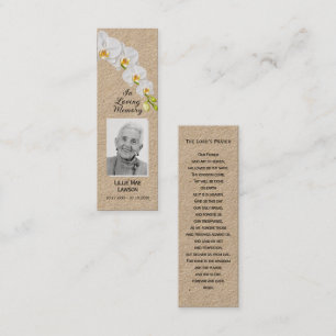 Orchid Funeral Memorial Prayer Photo Bookmark Card