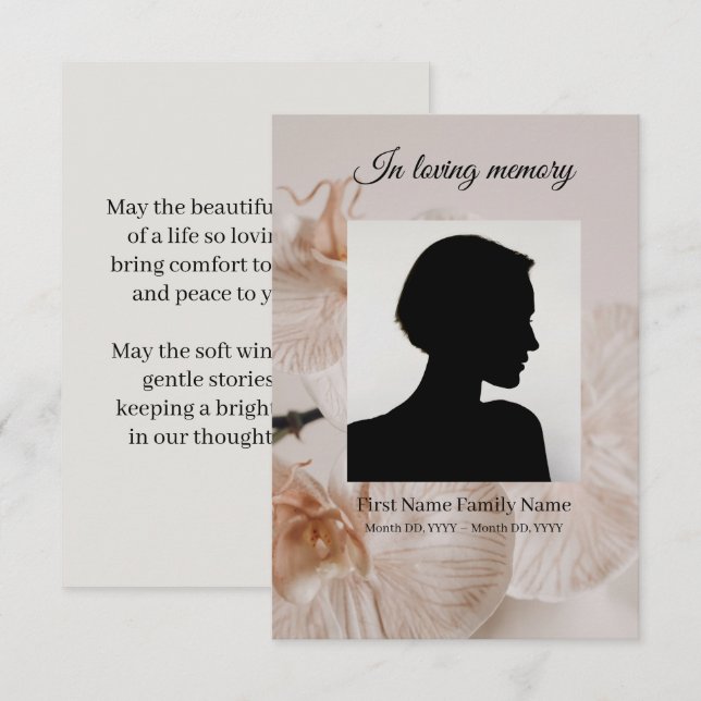 Orchid funeral prayer card (Front/Back)