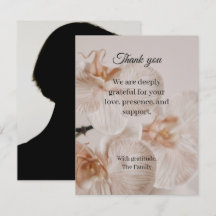Orchid funeral thank you card with photo