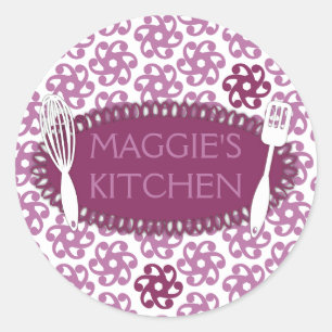 Orchid geometric flowers whisk cooking baking classic round sticker