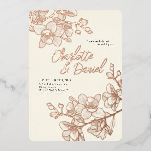Orchid Golden Moments Wedding Foil Invitation