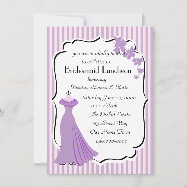 Orchid Gown Bridesmaid Card (Front)