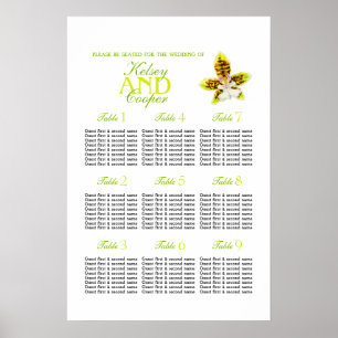 Orchid greenery Wedding Seating Table Planner 1-9 Poster