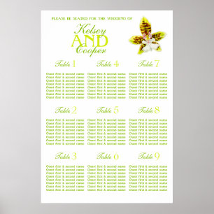 Orchid greenery Wedding Seating Table Planner 1-9 Poster
