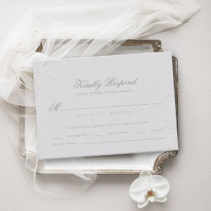 Orchid Heirloom Faux Ivory Formal Classic Wedding RSVP Card