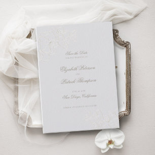 Orchid Heirloom Faux Ivory Formal Classic Wedding Save The Date