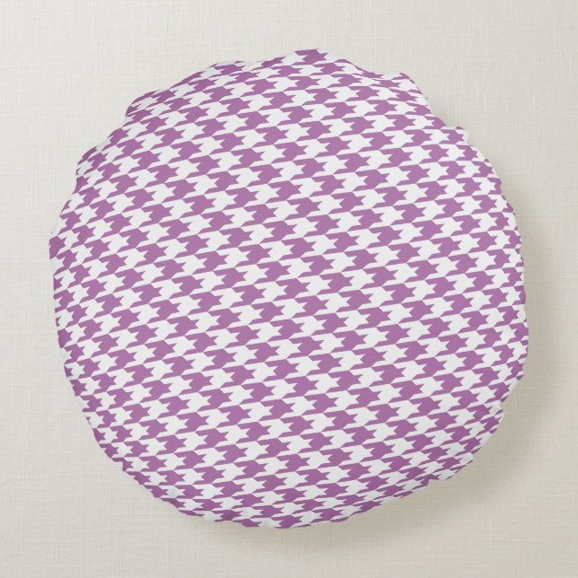 Orchid Houndstooth Pattern Round Pillow (Back)