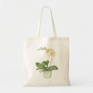 Orchid in a Green Pot Watercolour Tote Bag