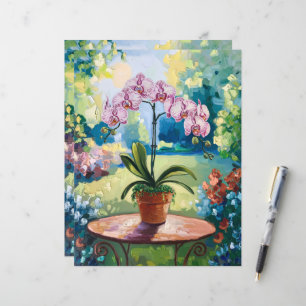 Orchid in a Pot Botanical Painting Scrapbook Paper