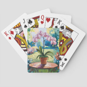 Orchid in a Pot Painting Botanical Art Playing Cards