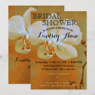 Orchid in Shades of Orange Personalised Invitation