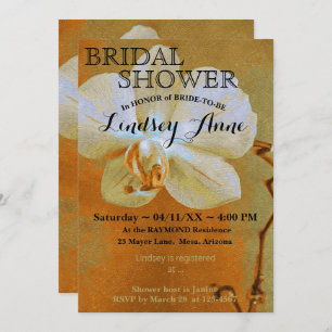 Orchid in Shades of Orange Personalised Invitation
