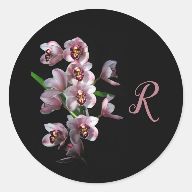 Orchid Insanity on black Classic Round Sticker (Front)