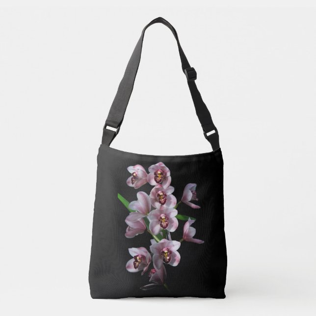 Orchid Insanity on black Crossbody Bag (Front)