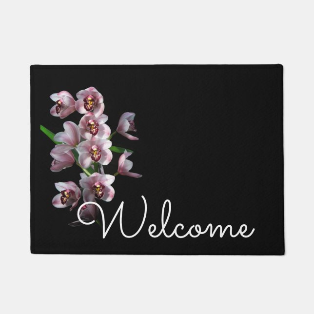 Orchid Insanity on Black Doormat (Front)